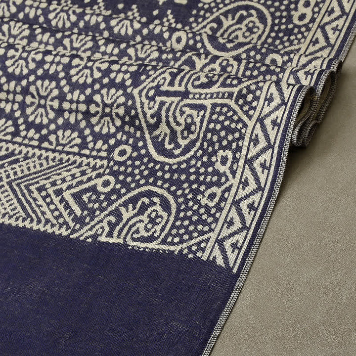 Écharpe réversible et confortable pour homme, motif géométrique cachemire à pompons, style automne-hiver, Buddha Stones - image 3