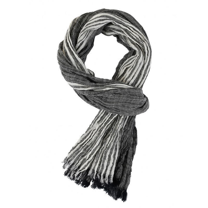 Écharpe de voyage pour homme à rayures, color block et pompons, Buddha Stones pour le printemps et l'automne. - Gris foncé - Environ 27,6 po × 70,9 po / 70 × 180 cm - image 10