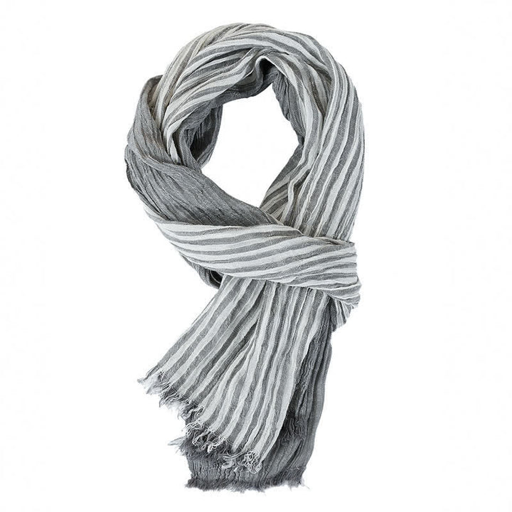 Écharpe de voyage pour homme à rayures, color block et pompons, Buddha Stones pour le printemps et l'automne. - Gris clair - Environ 27,6 po × 70,9 po / 70 × 180 cm - image 23