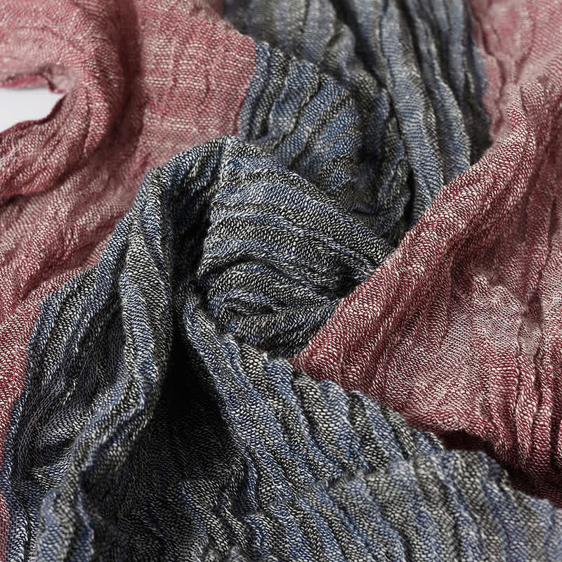Écharpe de voyage pour homme à rayures, color block et pompons, Buddha Stones pour le printemps et l'automne. - image 3