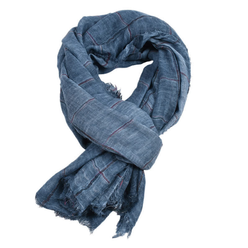 Écharpe décontractée pour homme à carreaux, motif à carreaux, style printemps-automne, Buddha Stones - SteelBlue - Environ 39,4 po × 74,8 po / 100 × 190 cm - image 4