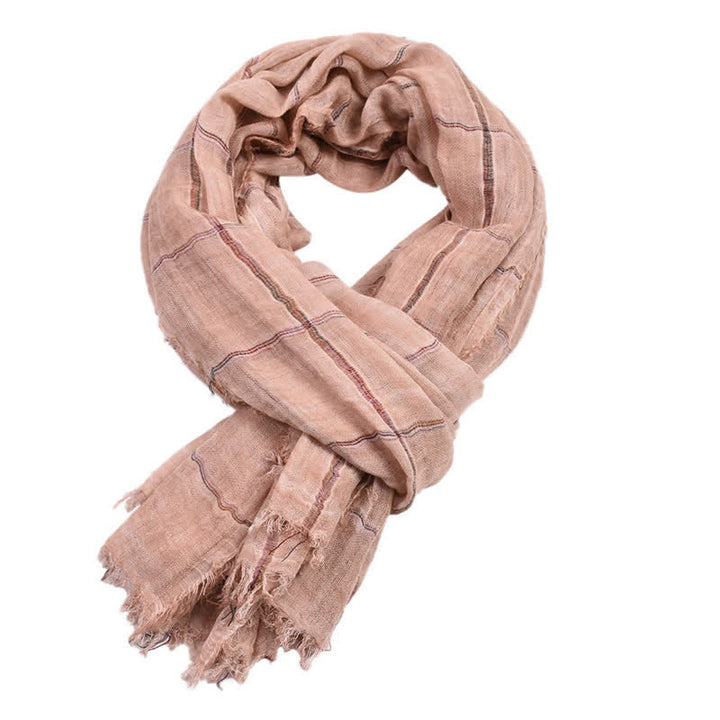 Écharpe décontractée pour homme à carreaux, motif à carreaux, style printemps-automne, Buddha Stones - MistyRose - Environ 39,4 po × 74,8 po / 100 × 190 cm - image 8
