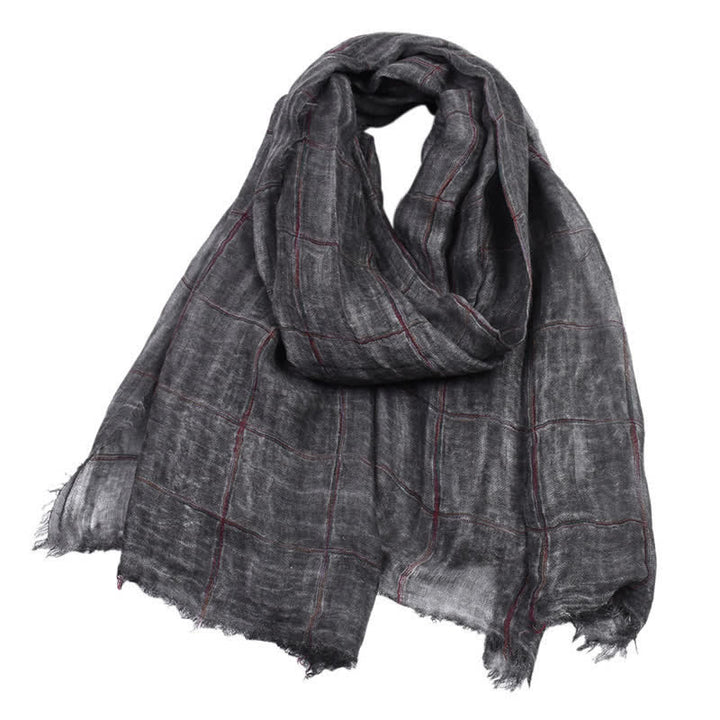 Écharpe décontractée pour homme à carreaux, motif à carreaux, style printemps-automne, Buddha Stones - Noir - Environ 39,4 po × 74,8 po / 100 × 190 cm - image 0