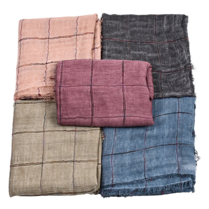 Écharpe décontractée pour homme à carreaux, motif à carreaux, style printemps-automne, Buddha Stones - image 19