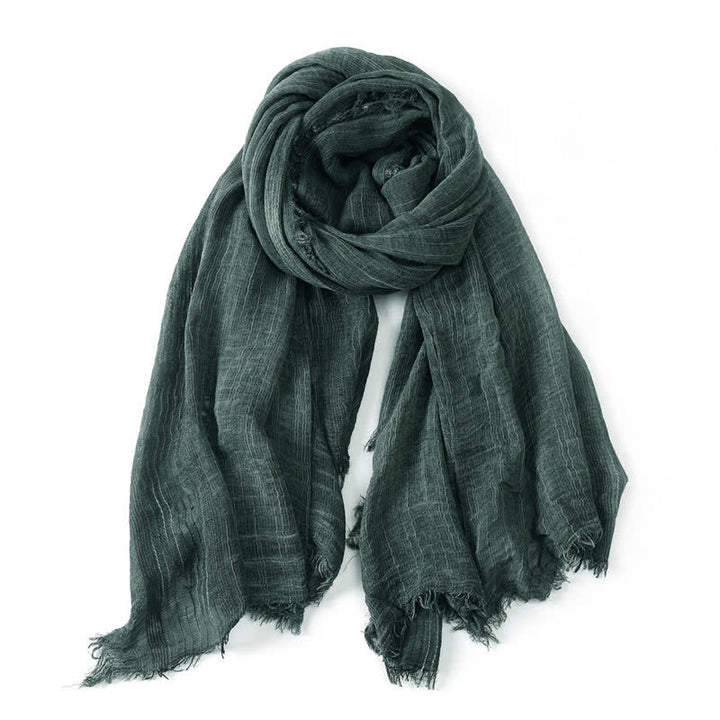 Écharpe pour homme enveloppante à bords effilochés, motif Buddha Stones, printemps/automne - Vert foncé - Environ 78,7 po × 29,5 po / 200 × 75 cm - image 7