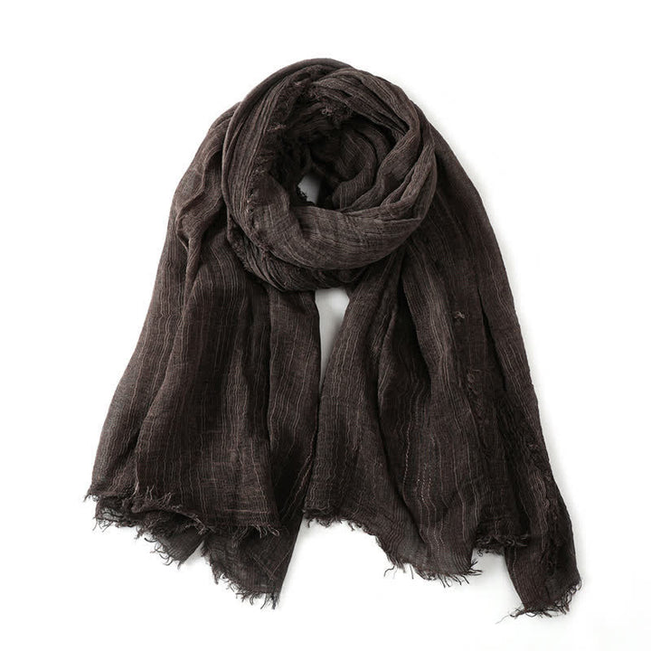 Écharpe pour homme enveloppante à bords effilochés, motif Buddha Stones, printemps/automne - SaddleBrown - Environ 78,7 po × 29,5 po / 200 × 75 cm - image 12