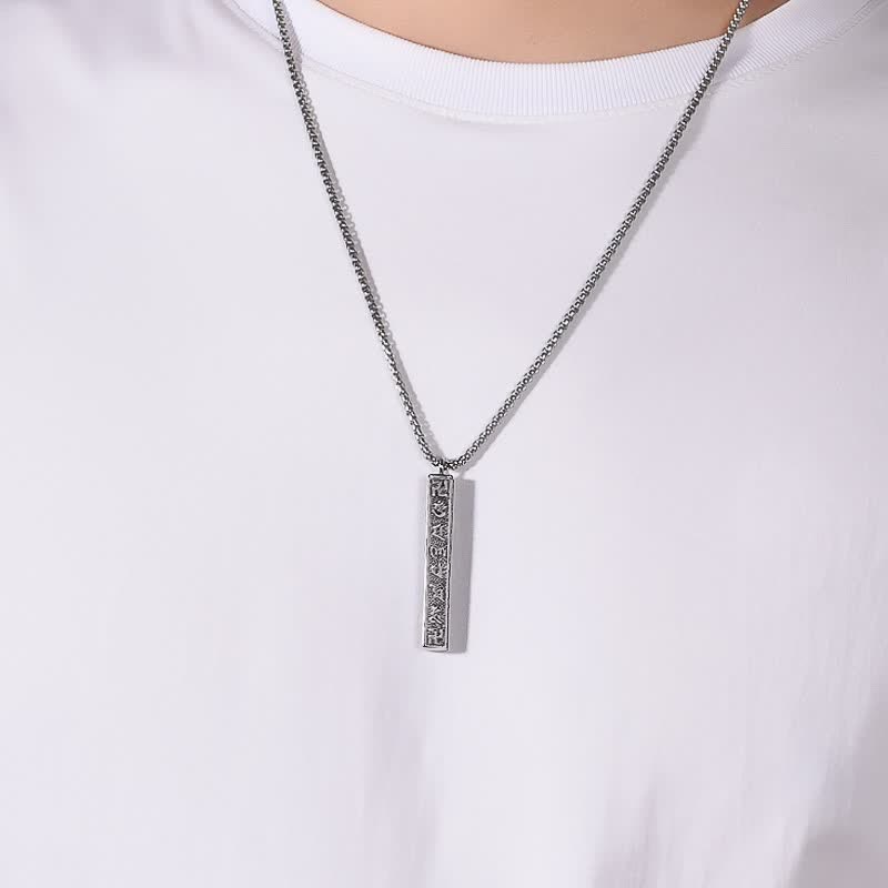 Buddha Stones Collier cylindrique de paix Om Mani Padme Hum en acier titane - image 6