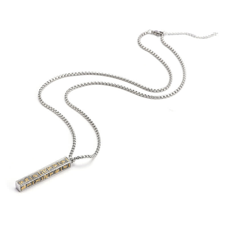 Buddha Stones Collier cylindrique de paix Om Mani Padme Hum en acier titane - image 2