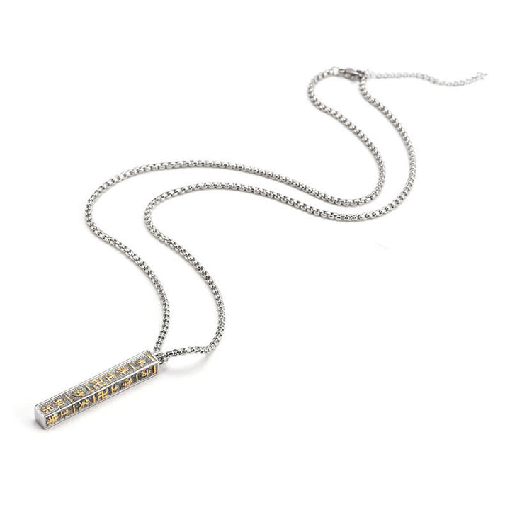 Buddha Stones Collier cylindrique de paix Om Mani Padme Hum en acier titane - image 2