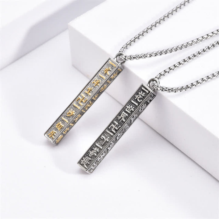 Buddha Stones Collier cylindrique de paix Om Mani Padme Hum en acier titane - image 8
