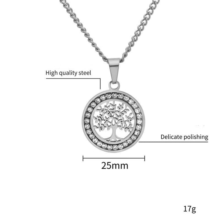 Buddha Stones Collier pendentif rond Arbre de Vie en acier titane - image 3