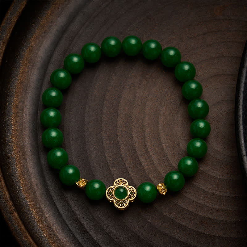 Buddha Stones Bracelet de protection en perles de quartzite et de jade naturel - Quartzite Jade (Tour de poignet : 15–16 cm) - image 0