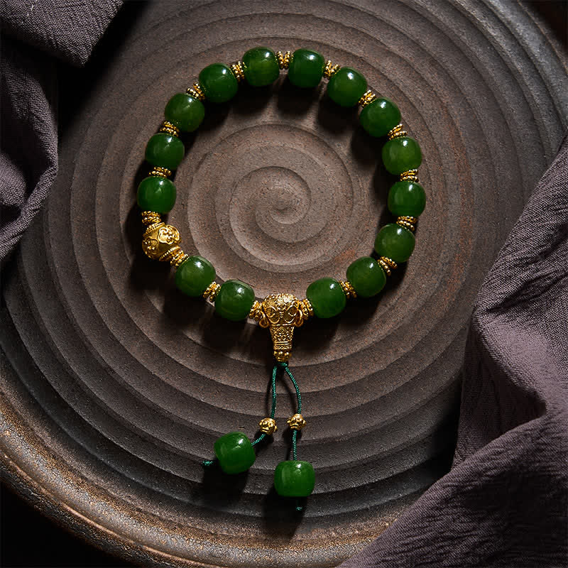 Buddha Stones Bracelet Cyan Jade Harmony à accent doré - image 1