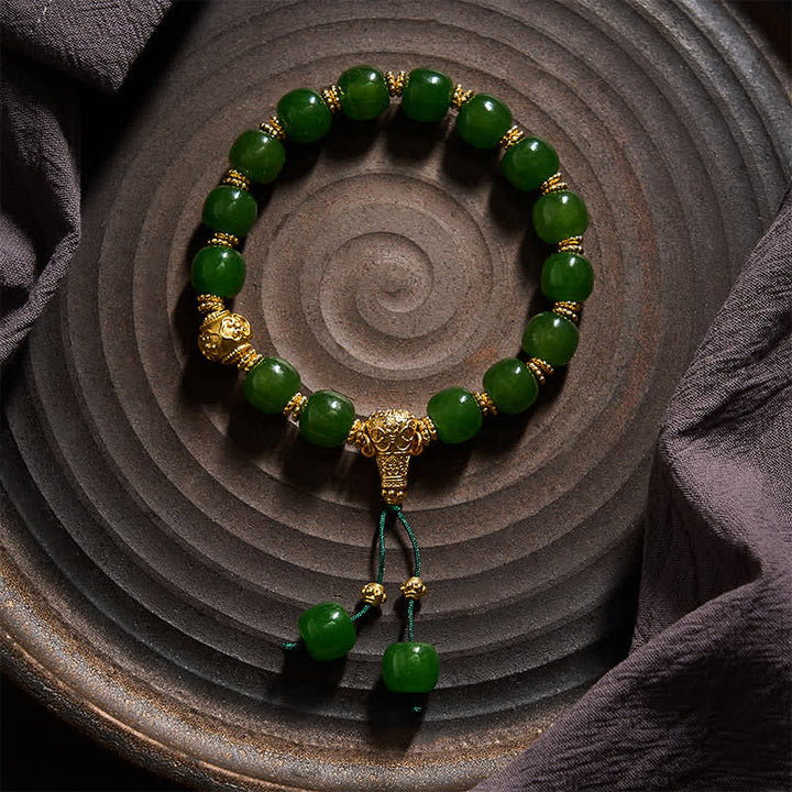Buddha Stones Bracelet Cyan Jade Harmony à accent doré - image 1