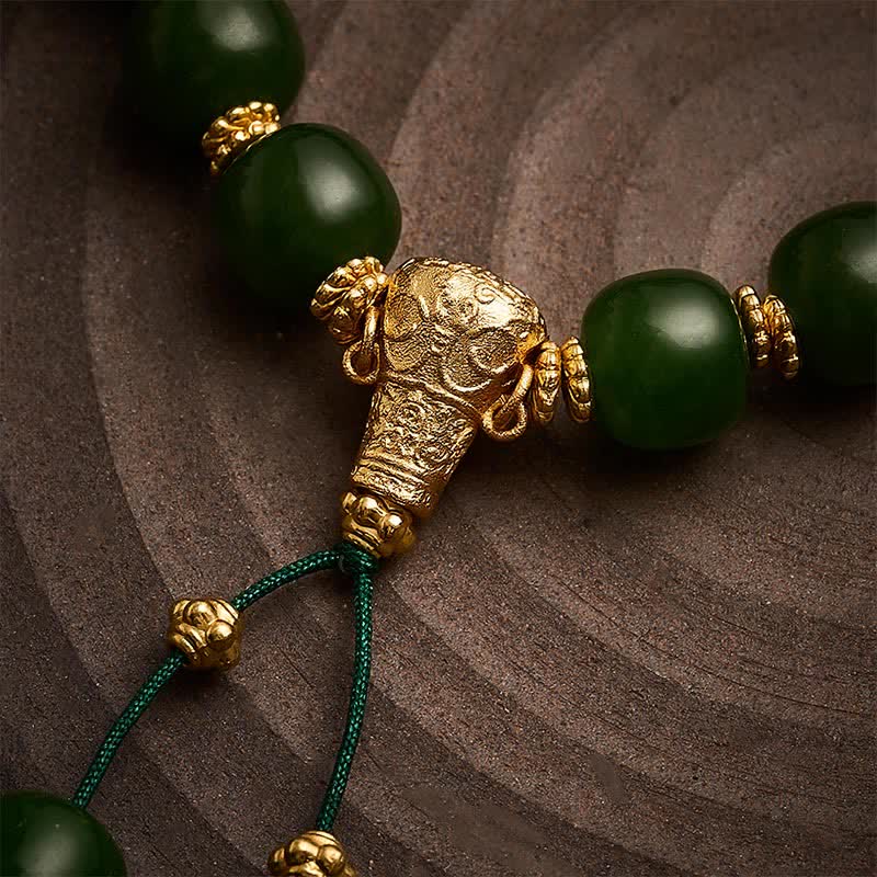 Buddha Stones Bracelet Cyan Jade Harmony à accent doré - image 3