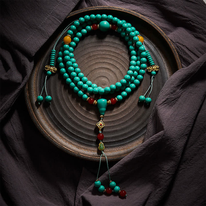 Buddha Stones Mala de force ronde tibétaine en turquoise, composée de 108 perles - image 3