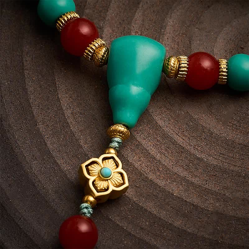Buddha Stones Mala de force ronde tibétaine en turquoise, composée de 108 perles - image 4