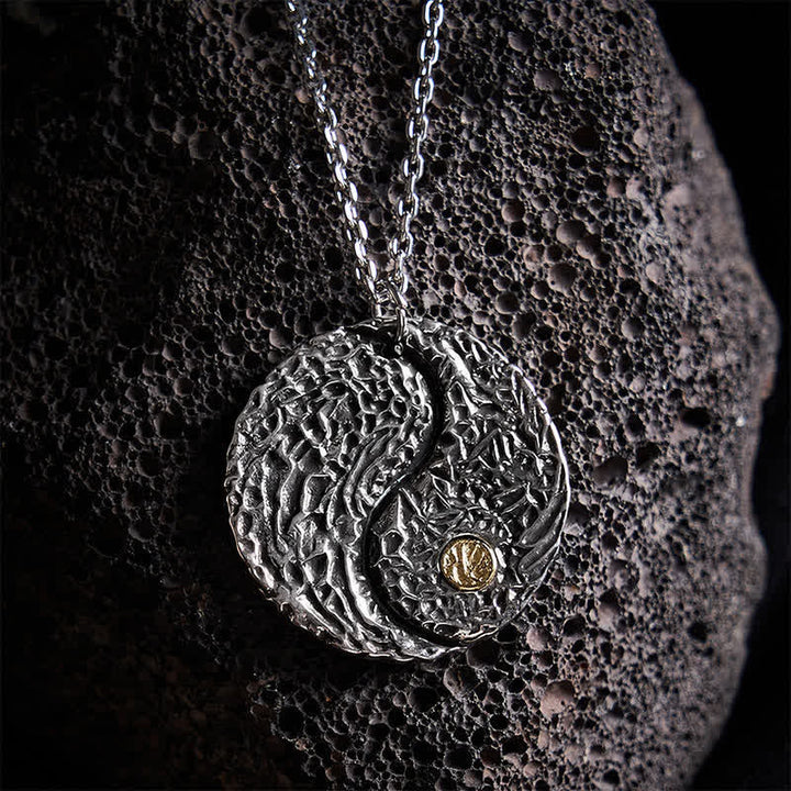 Buddha Stones Collier pendentif rond gravé Yin Yang Balance en cuivre - Yin Yang (Équilibre ♥ Harmonie) - image 0