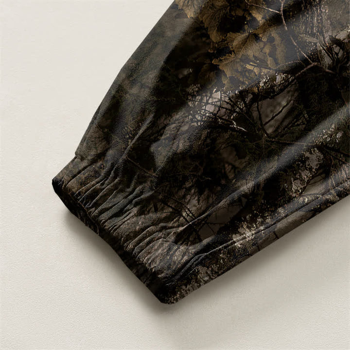 Buddha Stones Pantalon harem pour homme en pur coton, motif camouflage marbré, cordon de serrage et poches - image 4