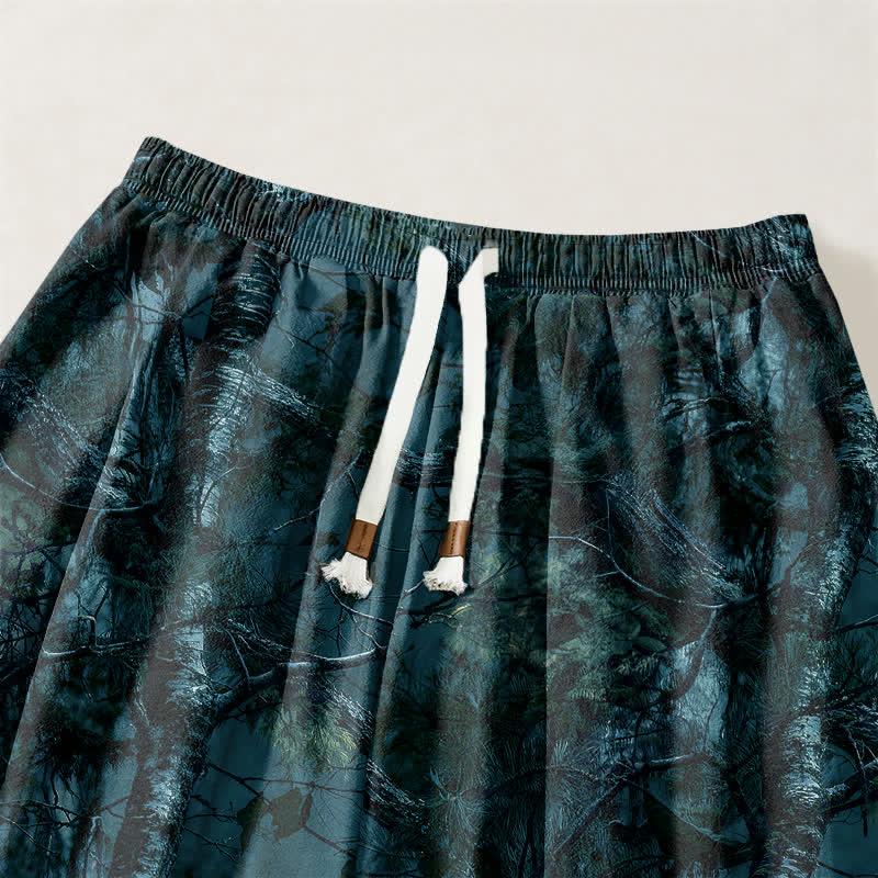 Buddha Stones Pantalon harem pour homme en pur coton, motif camouflage marbré, cordon de serrage et poches - image 9
