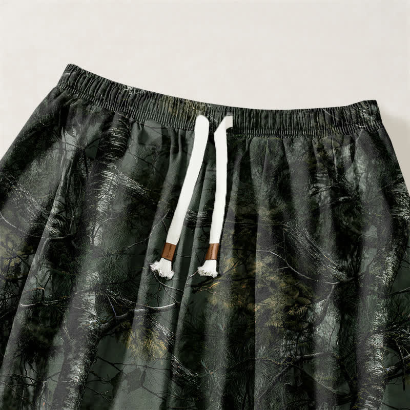 Buddha Stones Pantalon harem pour homme en pur coton, motif camouflage marbré, cordon de serrage et poches - image 15