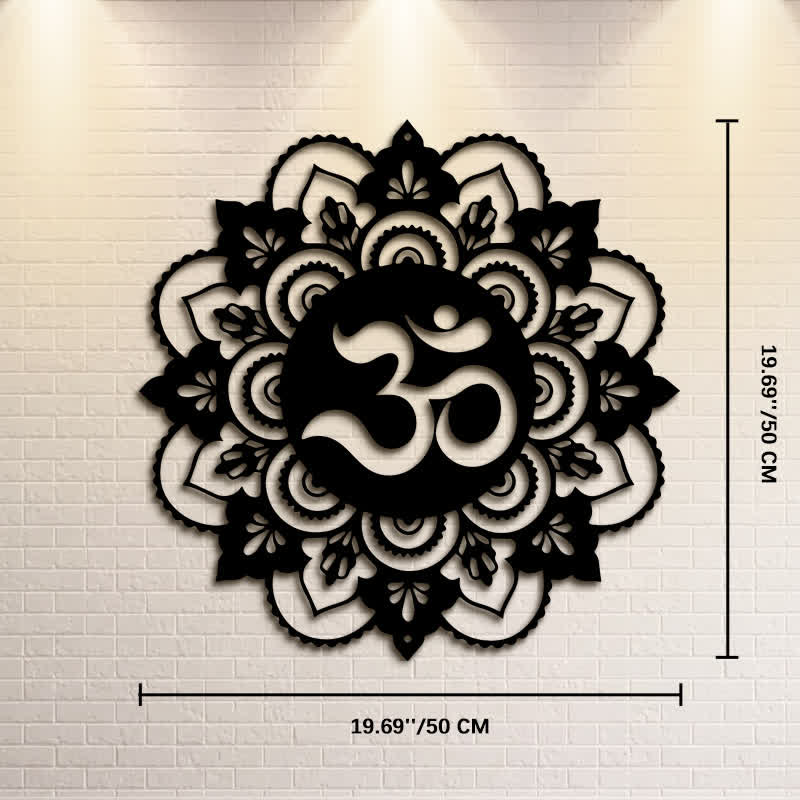 Buddha Stones Mandala OM sacré de pleine conscience, décoration murale ronde en fer forgé - Environ 50 cm x 50 cm x 0,12 cm / 19,69 po x 19,69 po x 0,05 po - image 10