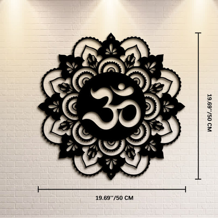 Buddha Stones Mandala OM sacré de pleine conscience, décoration murale ronde en fer forgé - Environ 50 cm x 50 cm x 0,12 cm / 19,69 po x 19,69 po x 0,05 po - image 10