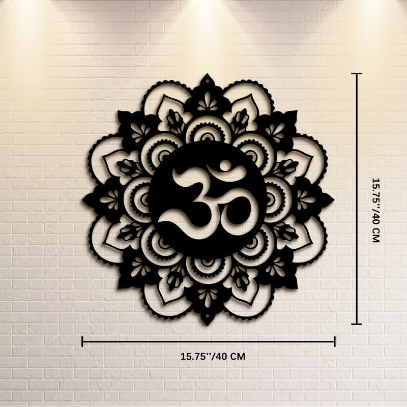 Buddha Stones Mandala OM sacré de pleine conscience, décoration murale ronde en fer forgé - Environ 40 cm x 40 cm x 0,1 cm / 15,75 po x 15,75 po x 0,04 po - image 8