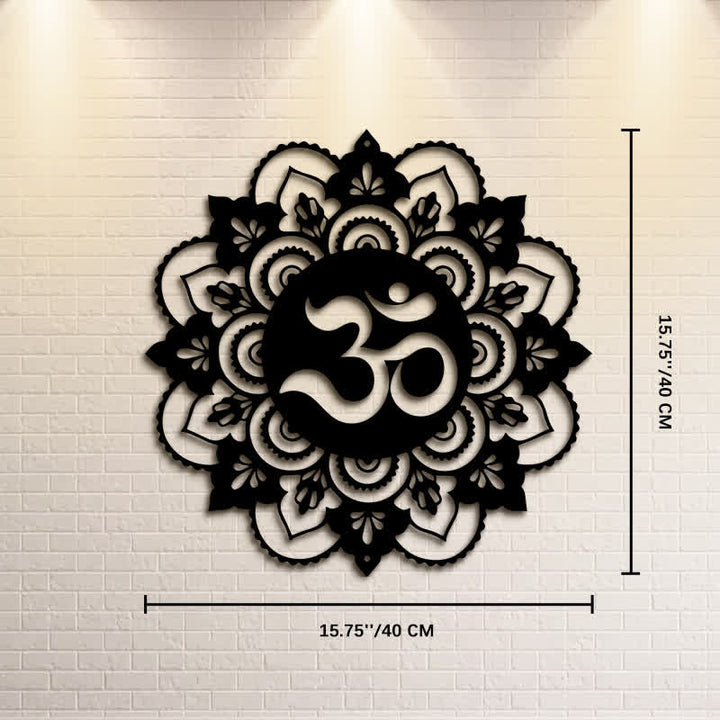 Buddha Stones Mandala OM sacré de pleine conscience, décoration murale ronde en fer forgé - Environ 40 cm x 40 cm x 0,1 cm / 15,75 po x 15,75 po x 0,04 po - image 8