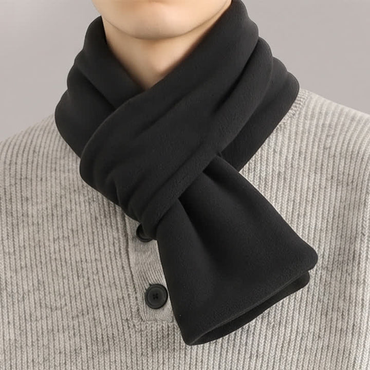 Écharpe minimaliste pour homme, motif Buddha Stones , automne-hiver, en peluche, croisée sur le devant, cache-cou. - Noir - image 0