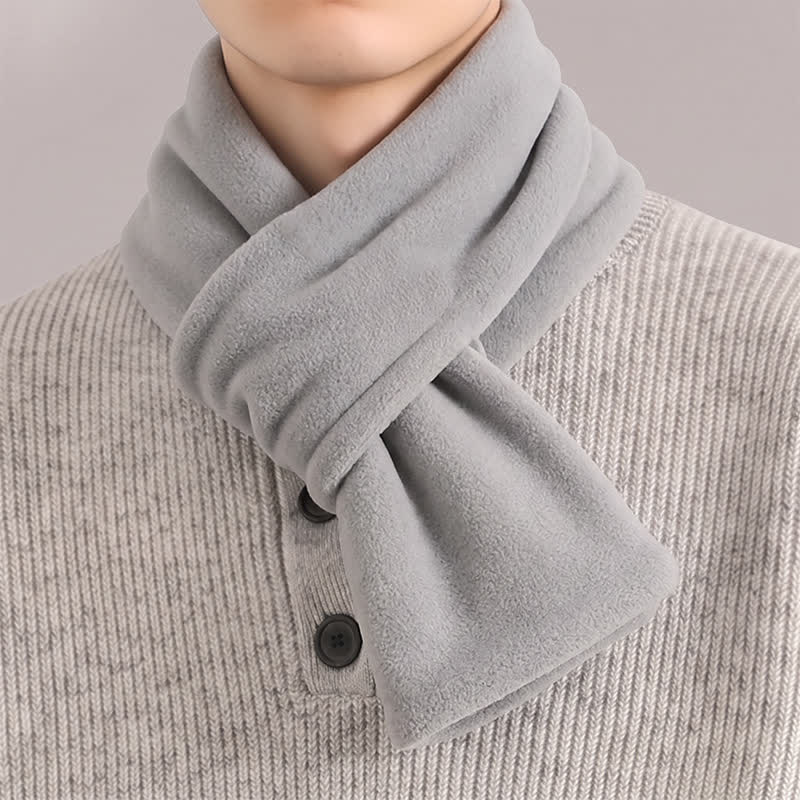 Écharpe minimaliste pour homme, motif Buddha Stones , automne-hiver, en peluche, croisée sur le devant, cache-cou. - Gris clair - image 4
