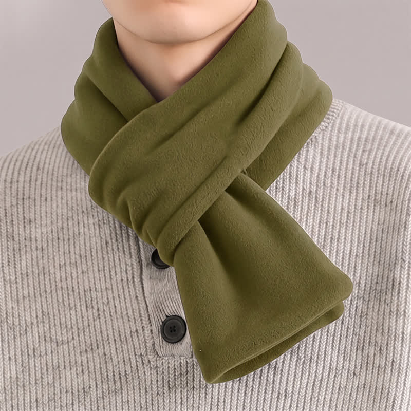 Écharpe minimaliste pour homme, motif Buddha Stones , automne-hiver, en peluche, croisée sur le devant, cache-cou. - Vert olive - image 10
