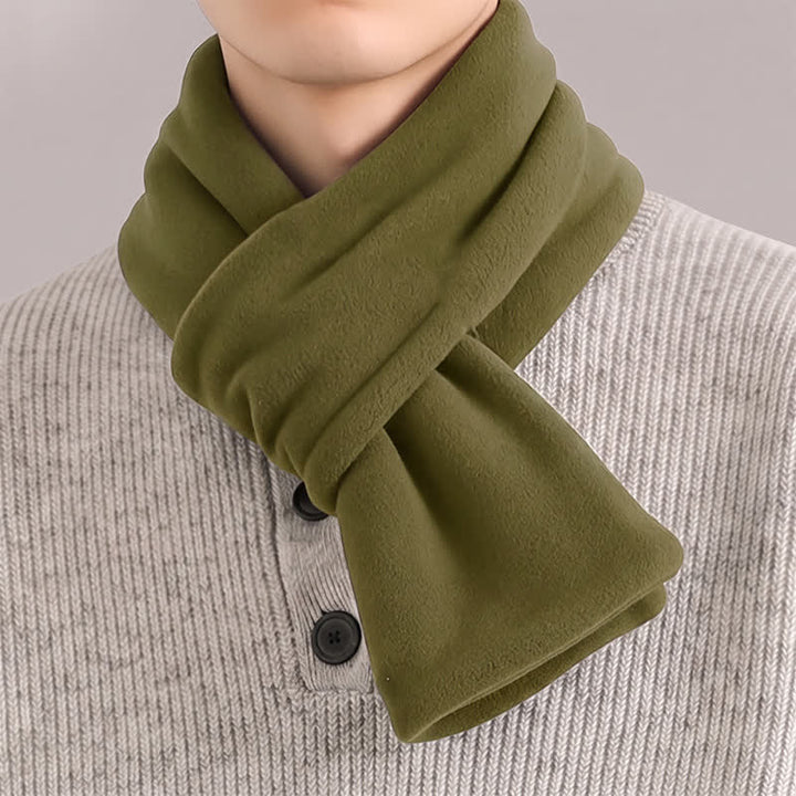 Écharpe minimaliste pour homme, motif Buddha Stones , automne-hiver, en peluche, croisée sur le devant, cache-cou. - Vert olive - image 10