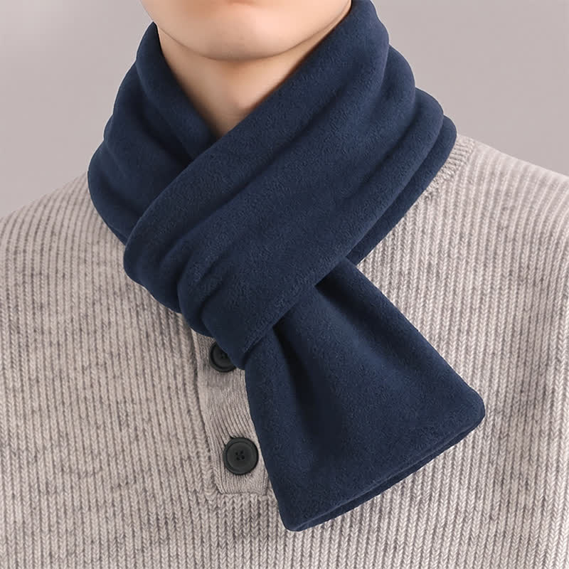 Écharpe minimaliste pour homme, motif Buddha Stones , automne-hiver, en peluche, croisée sur le devant, cache-cou. - Marine - image 2