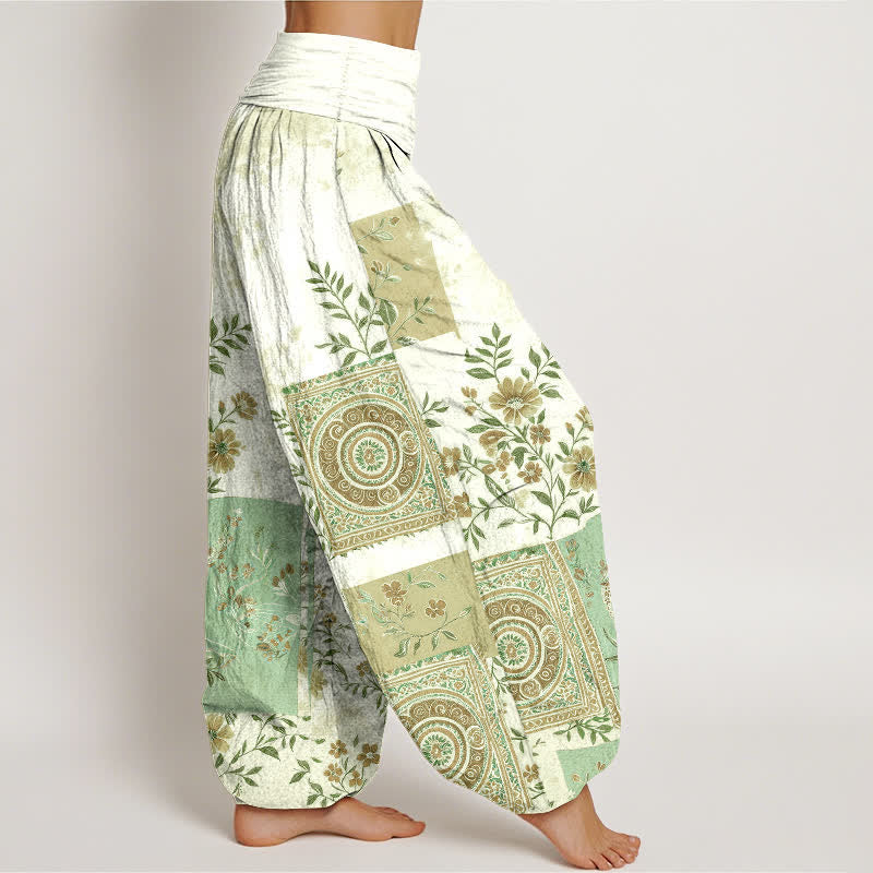 Buddha Stones Pantalon harem bohème en coton à motif floral patchwork et taille élastique pour femme - image 6