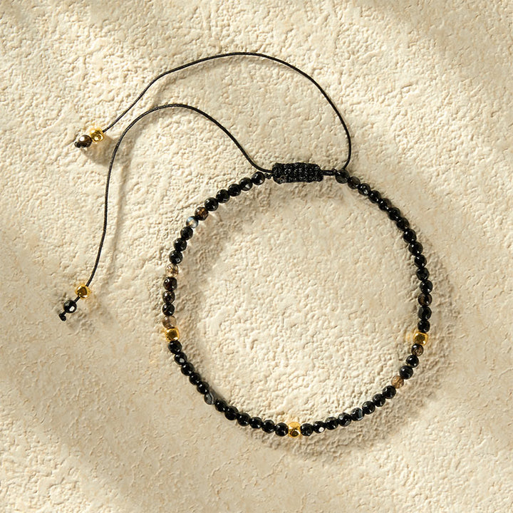 Buddha Stones Bracelet de mise à la terre ajustable tressé en agate à rayures marron foncé - image 4
