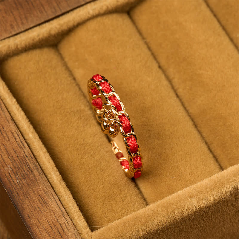 Buddha Stones Cordon rouge en cuivre, pièce chinoise porte-bonheur, pochette porte-bonheur, anneau ouvert - image 1