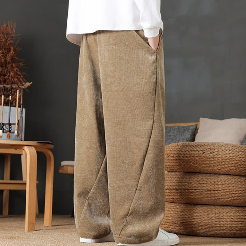 Buddha Stones Pantalon long décontracté automne-hiver à cordon de serrage, couleur unie, coupe droite, avec poches - image 4