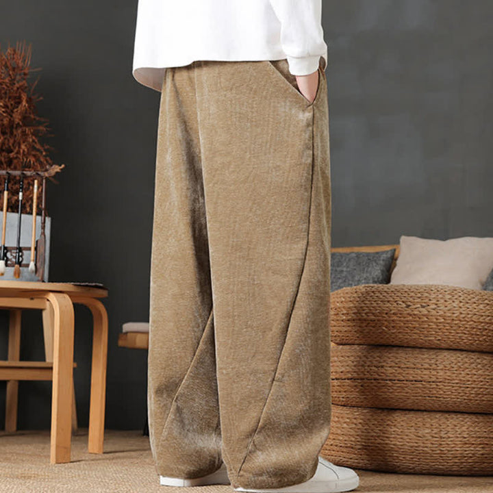 Buddha Stones Pantalon long décontracté automne-hiver à cordon de serrage, couleur unie, coupe droite, avec poches - image 4