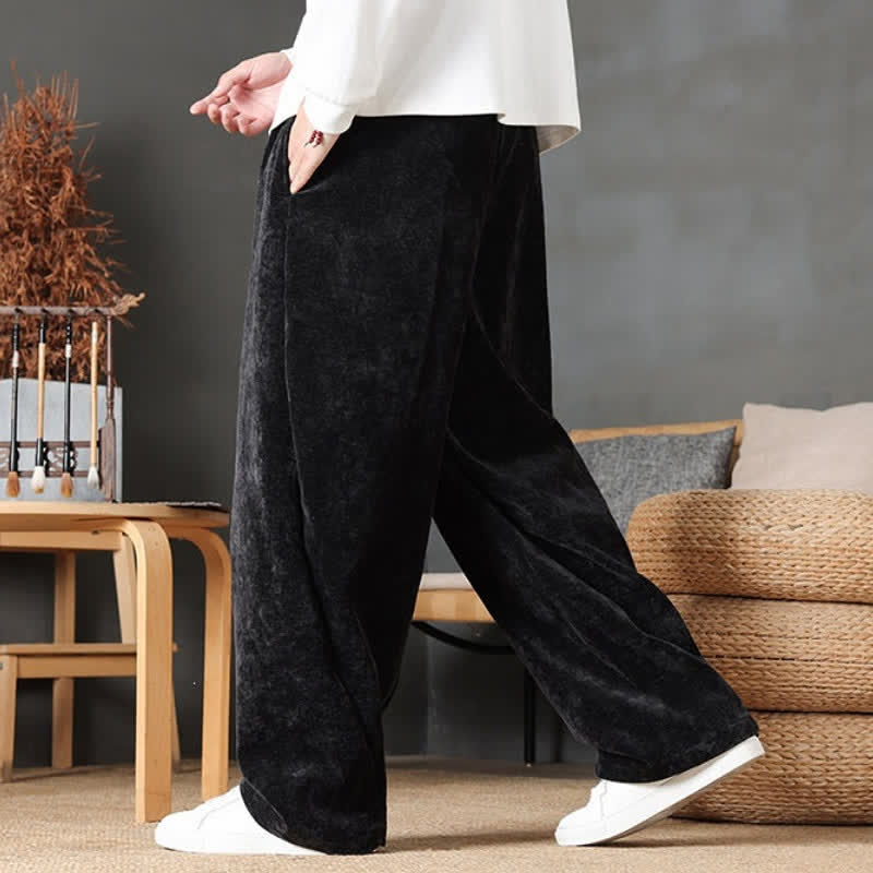Buddha Stones Pantalon long décontracté automne-hiver à cordon de serrage, couleur unie, coupe droite, avec poches - image 17