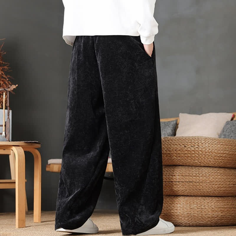 Buddha Stones Pantalon long décontracté automne-hiver à cordon de serrage, couleur unie, coupe droite, avec poches - image 15