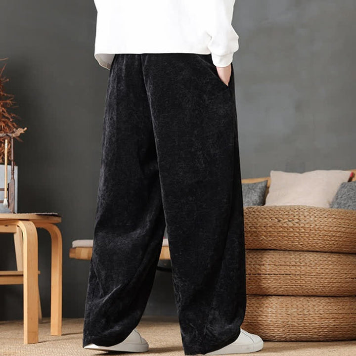 Buddha Stones Pantalon long décontracté automne-hiver à cordon de serrage, couleur unie, coupe droite, avec poches - image 15