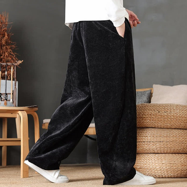 Buddha Stones Pantalon long décontracté automne-hiver à cordon de serrage, couleur unie, coupe droite, avec poches - image 14