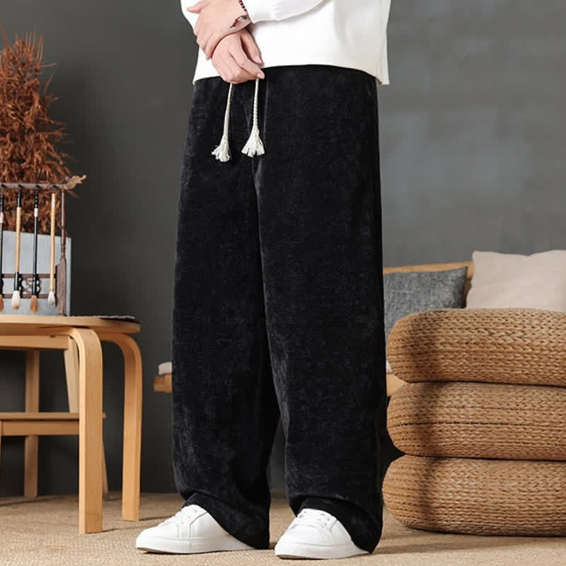 Buddha Stones Pantalon long décontracté automne-hiver à cordon de serrage, couleur unie, coupe droite, avec poches - image 18