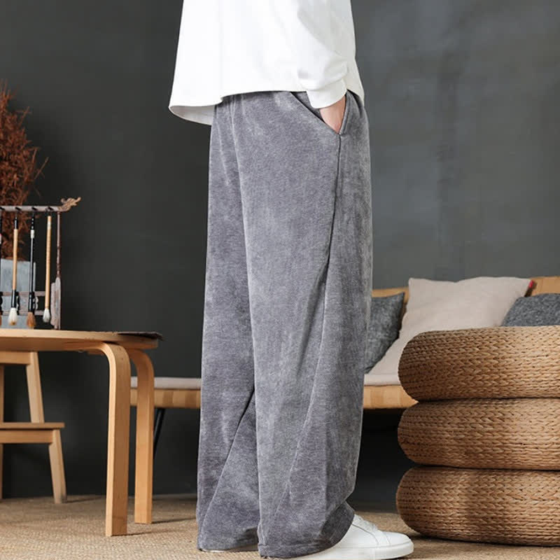Buddha Stones Pantalon long décontracté automne-hiver à cordon de serrage, couleur unie, coupe droite, avec poches - image 24