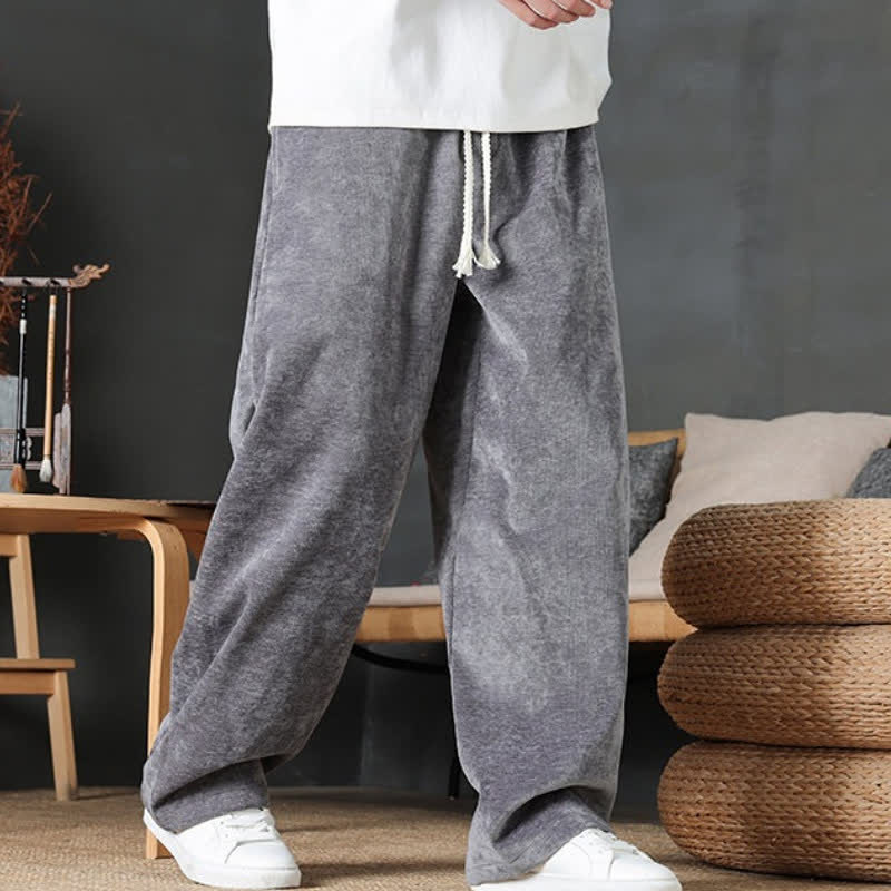 Buddha Stones Pantalon long décontracté automne-hiver à cordon de serrage, couleur unie, coupe droite, avec poches - image 21