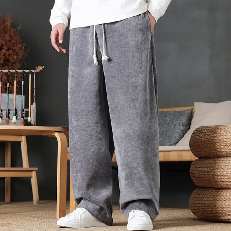 Buddha Stones Pantalon long décontracté automne-hiver à cordon de serrage, couleur unie, coupe droite, avec poches - image 23