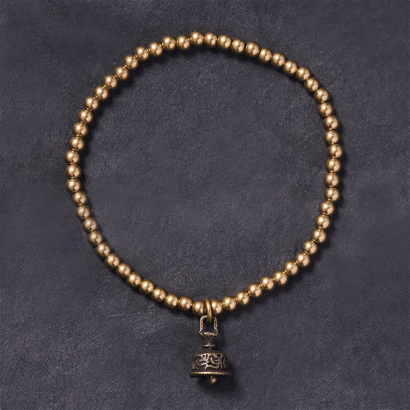 Buddha Stones Bracelet d'équilibre avec pendentif clochette en perles de cuivre - image 1