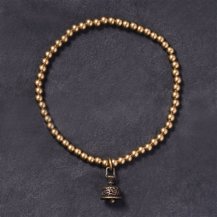 Buddha Stones Bracelet d'équilibre avec pendentif clochette en perles de cuivre - image 1