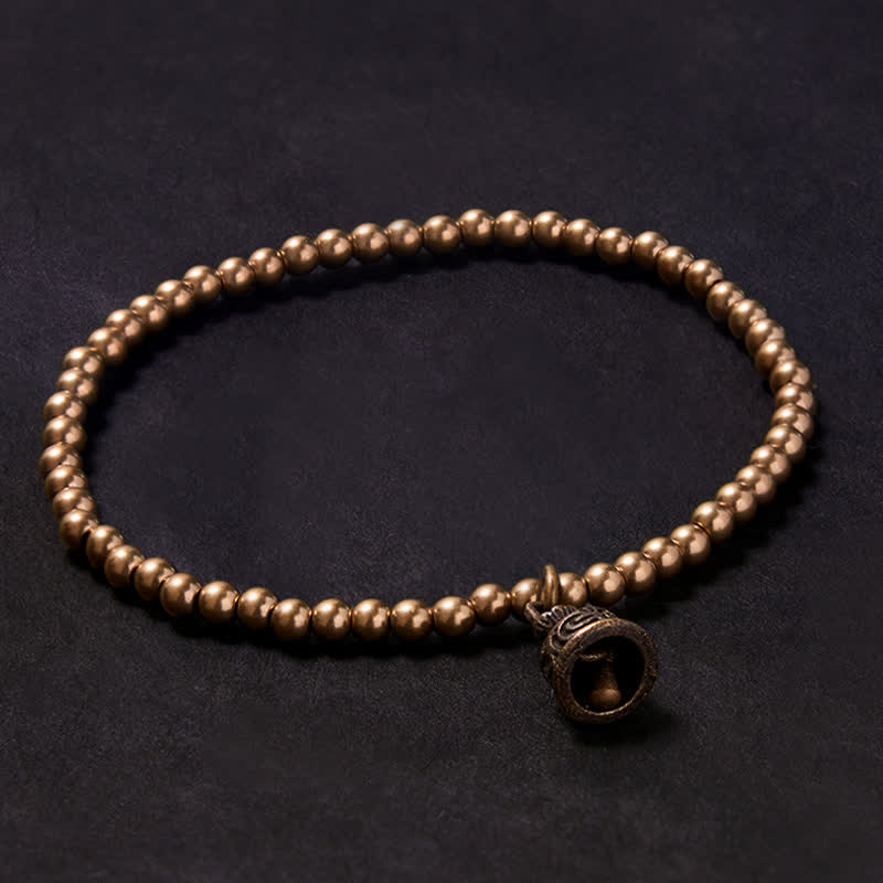 Buddha Stones Bracelet d'équilibre avec pendentif clochette en perles de cuivre - 7,1–7,5 pouces (18–19 cm) - image 0